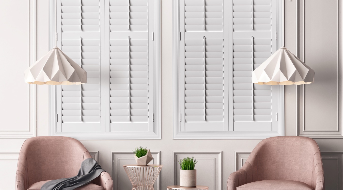 Interior shutters in modern family room