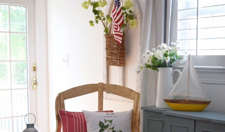 Bright sitting corner with faux wood plantation shutters in Miami. Faux wood plantation shutters in Miami