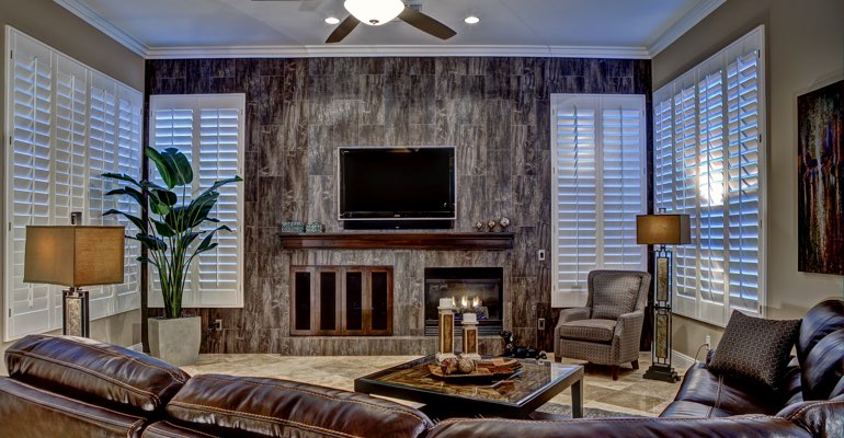 Miami living room with shutters